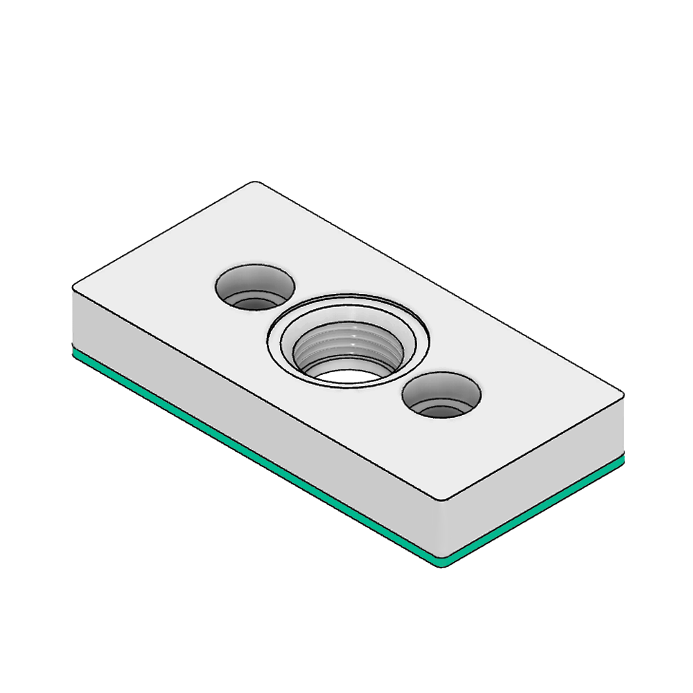32-459012G-1SS MODULAR SOLUTIONS PNEUMATIC PLATE 45MM X 90MM WITH GASKET 1/2 G THREADED CENTER THRU HOLE